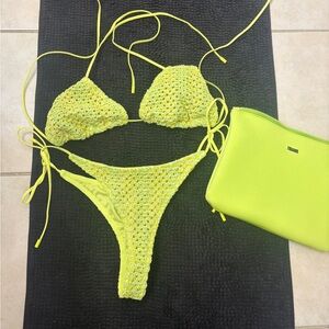 Triangl Green Shine Crochet Bikini XL NWOT